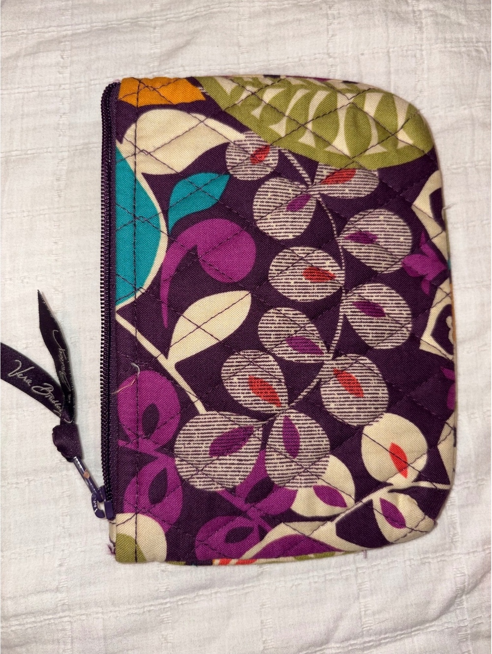 Vera Bradley Plum Crazy Zip Around Wallet Cosmetic Case Retired Quilted Floral